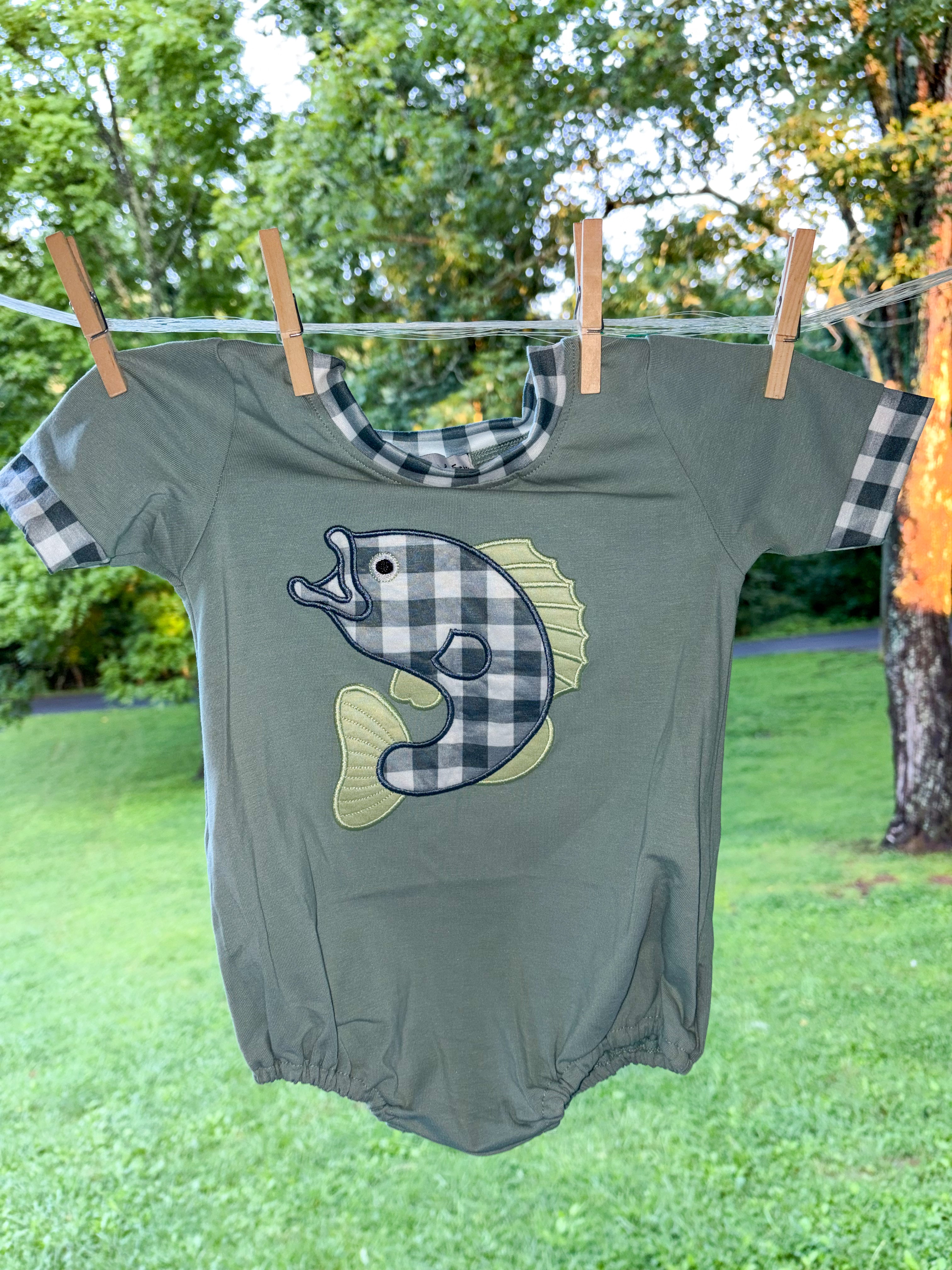 Green Fish Applique Bubble