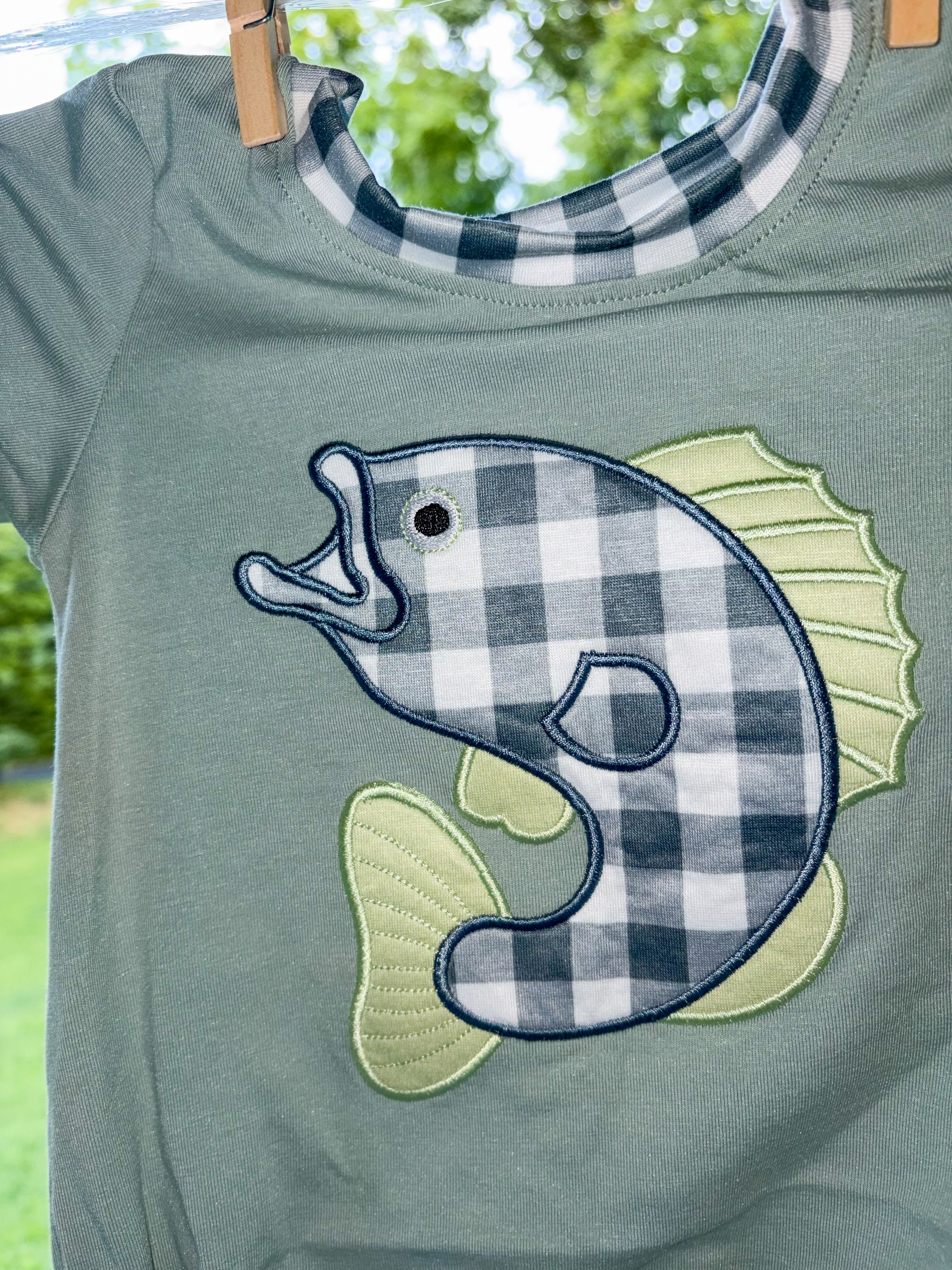 Green Fish Applique Bubble