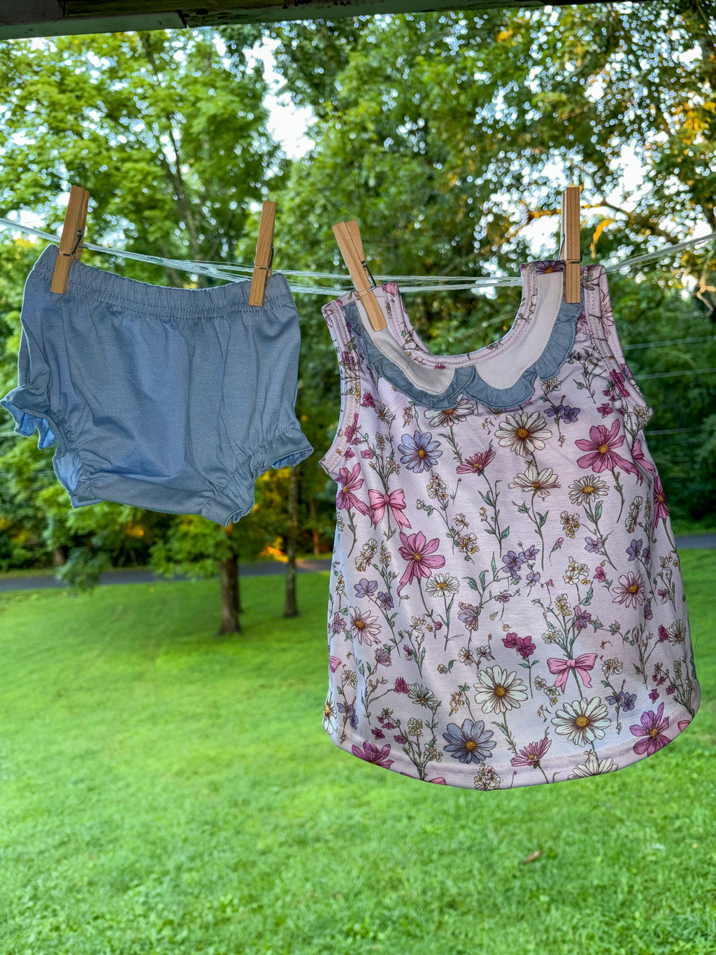 Purple Garden Ruffle Bloomer Set