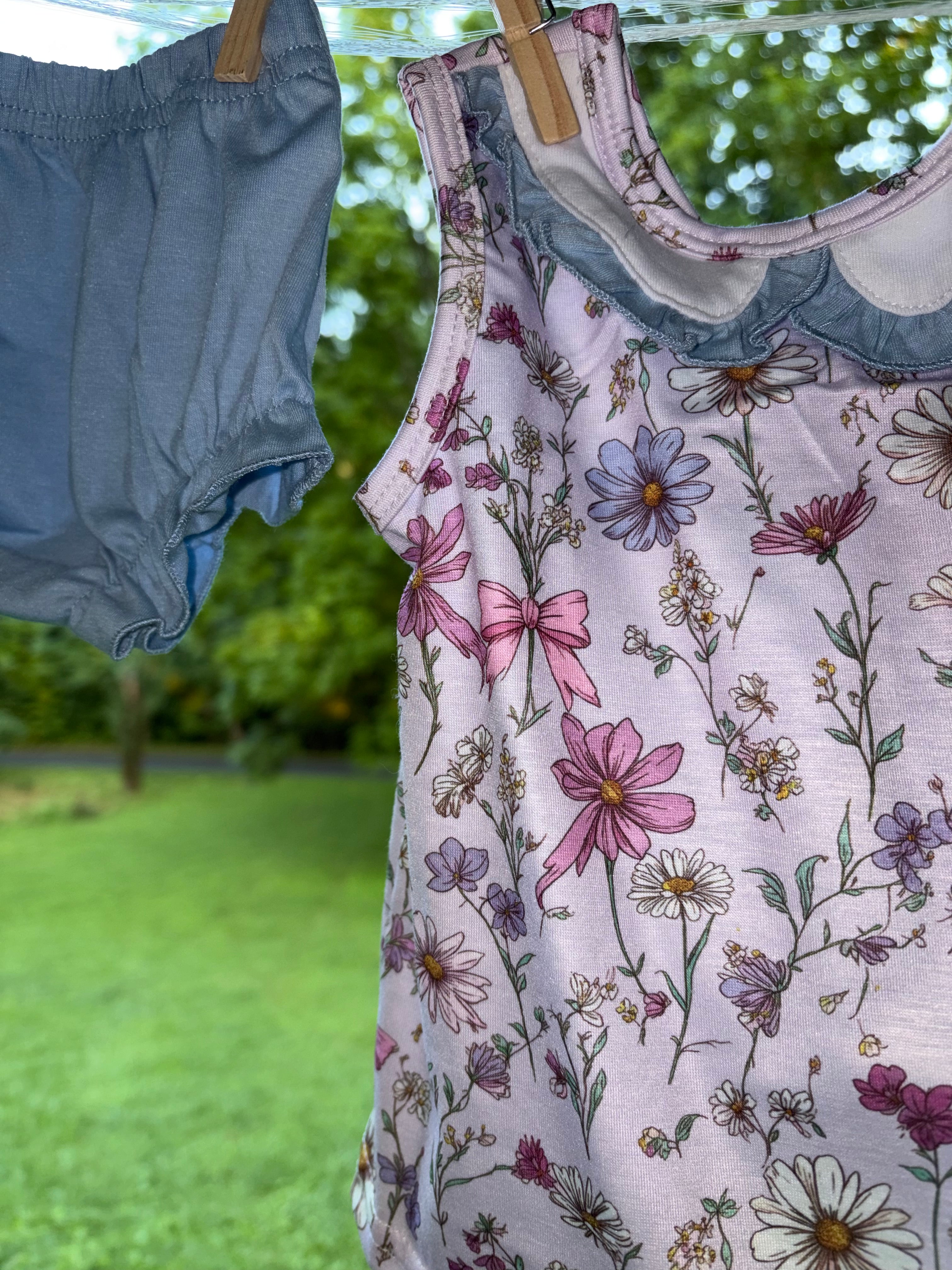 Purple Garden Ruffle Bloomer Set