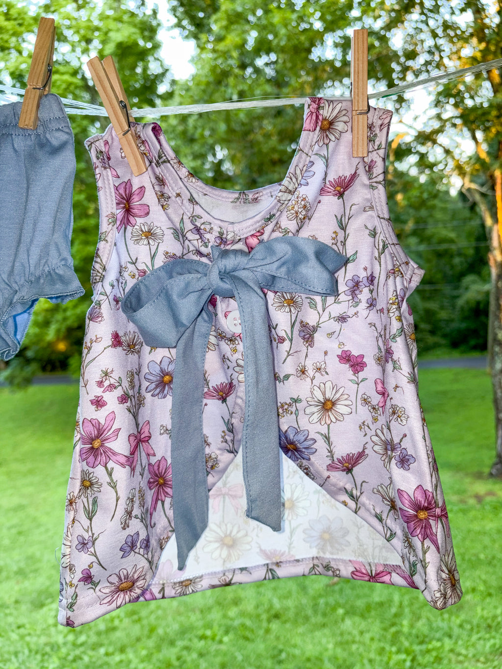Purple Garden Ruffle Bloomer Set