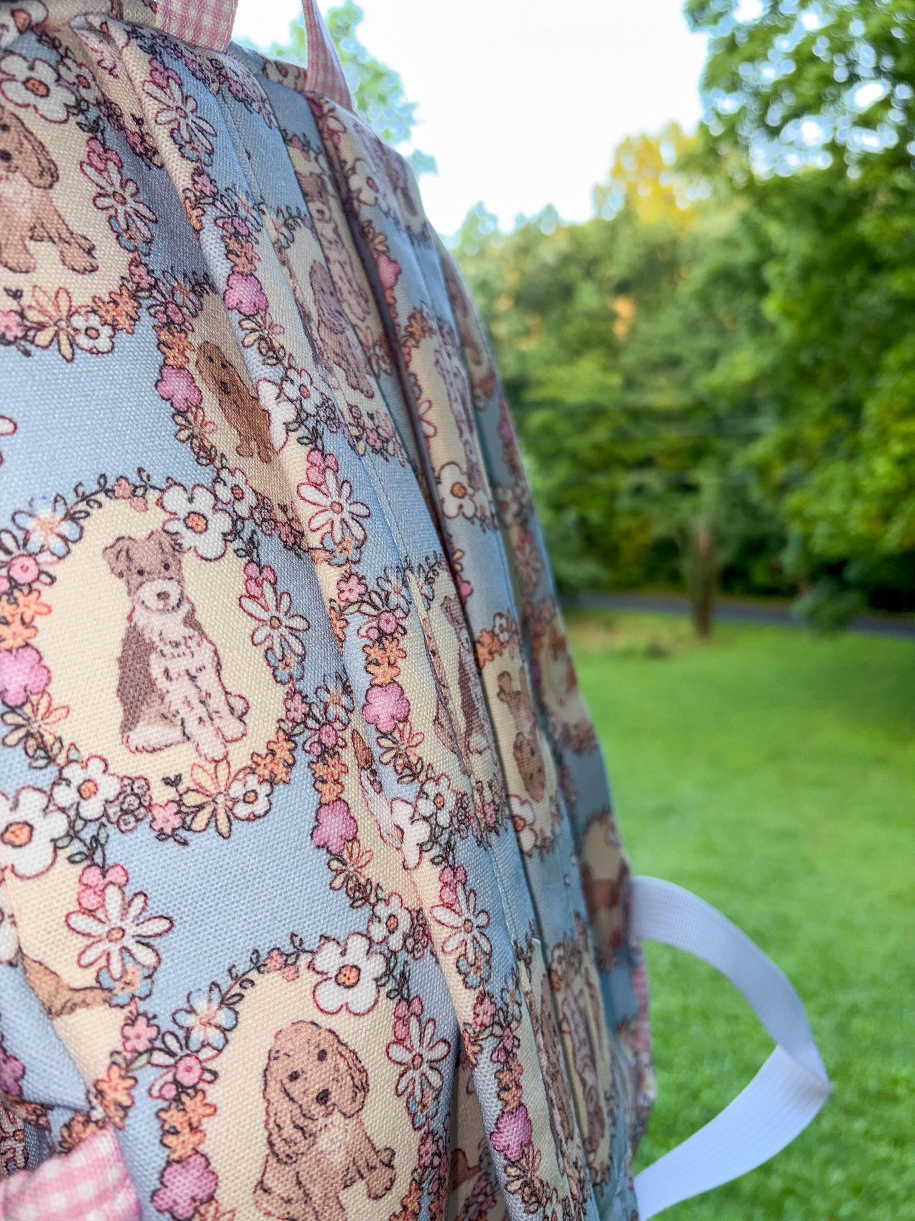 pink puppy embroidery backpack