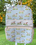 Blue hunting dog embroidery backpack