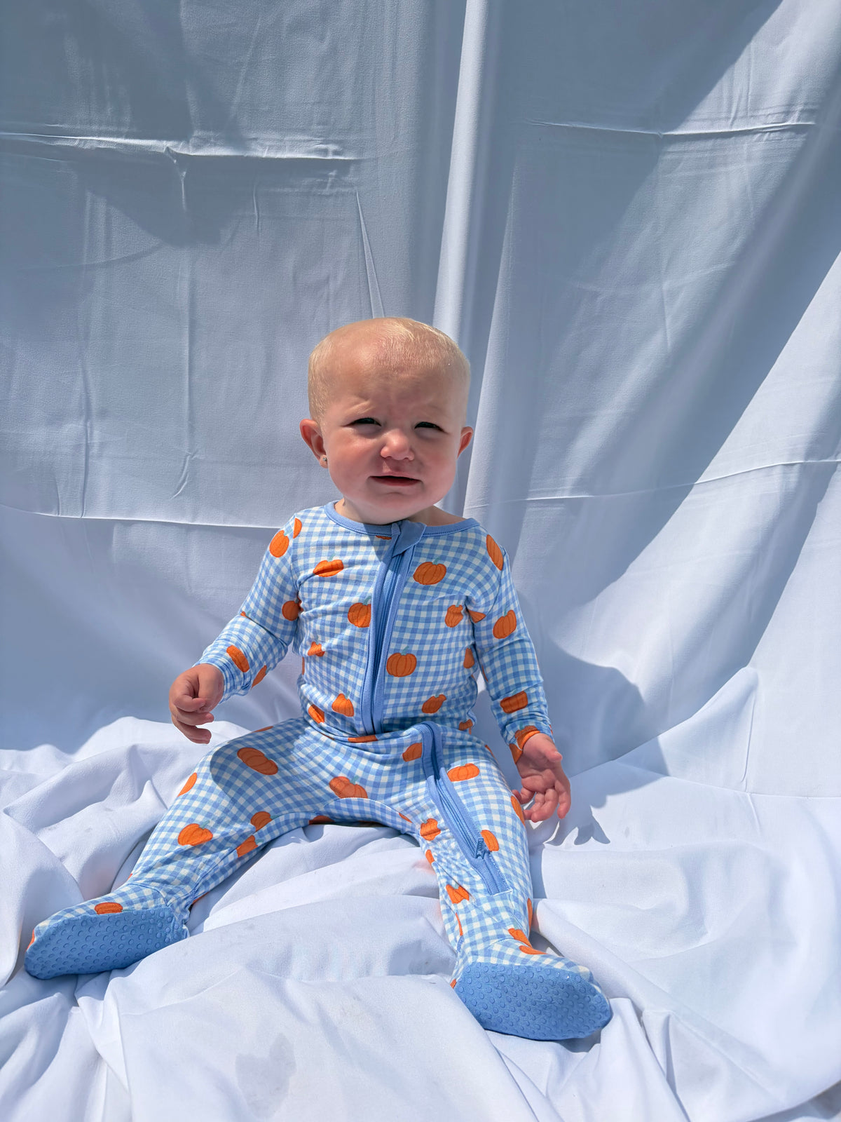 Blue Gingham Pumpkin Sleeper