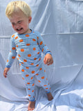 Blue Gingham Two-Piece Pumpkin Sleepers