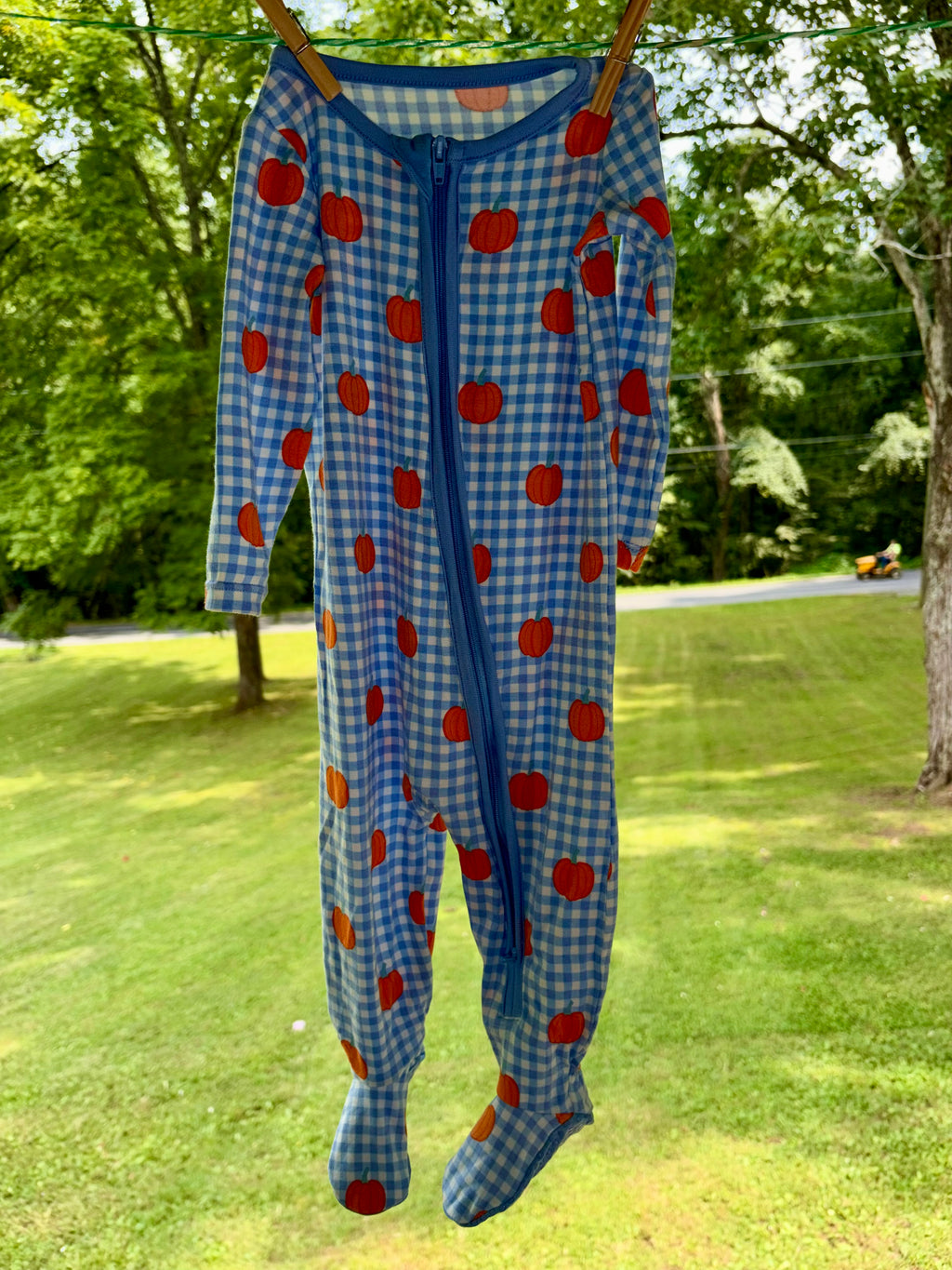 Blue Gingham Pumpkin Sleeper