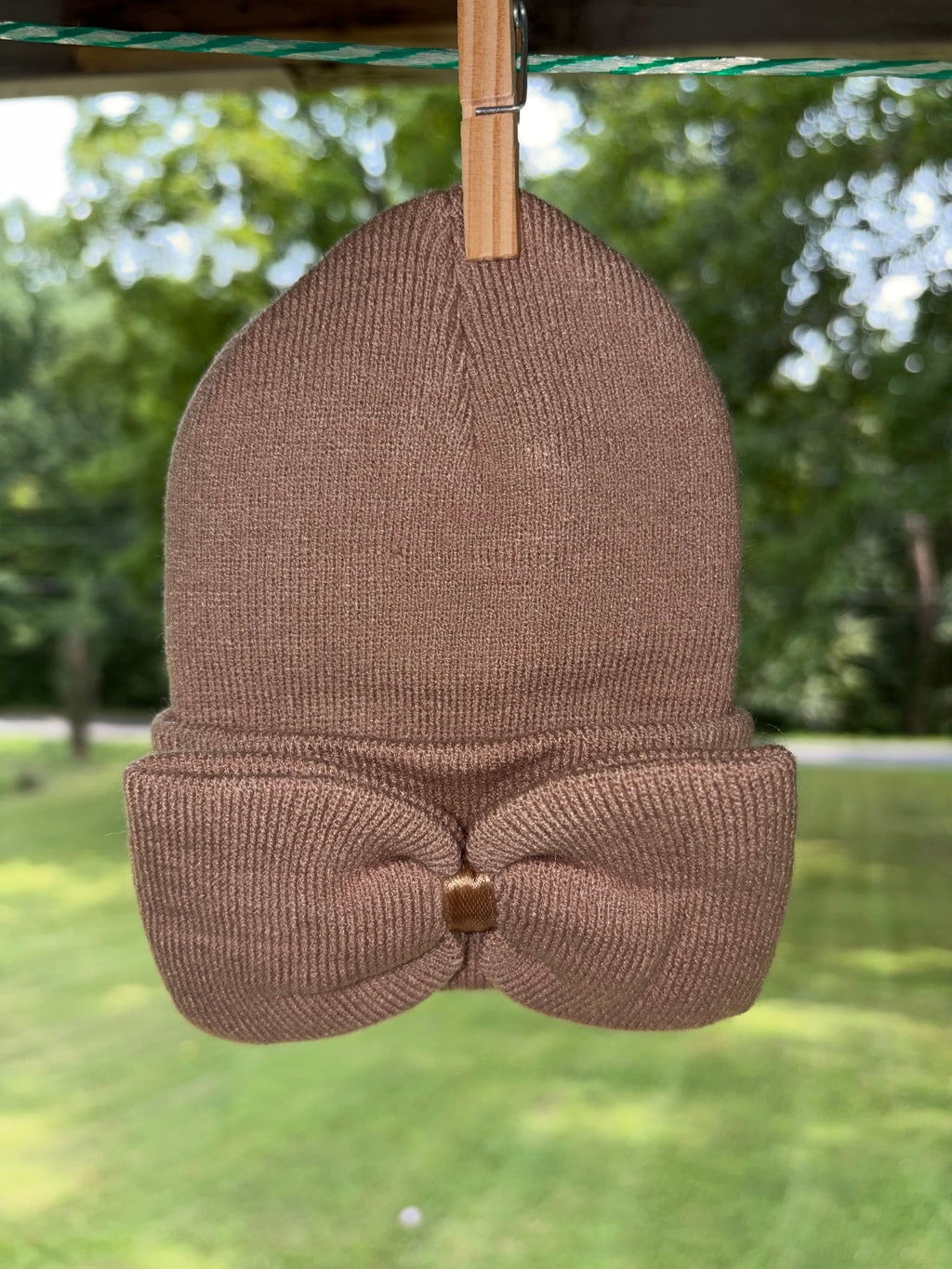 Tan Bow Beanie