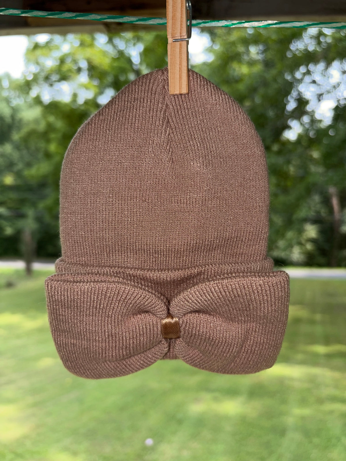 Tan Bow Beanie