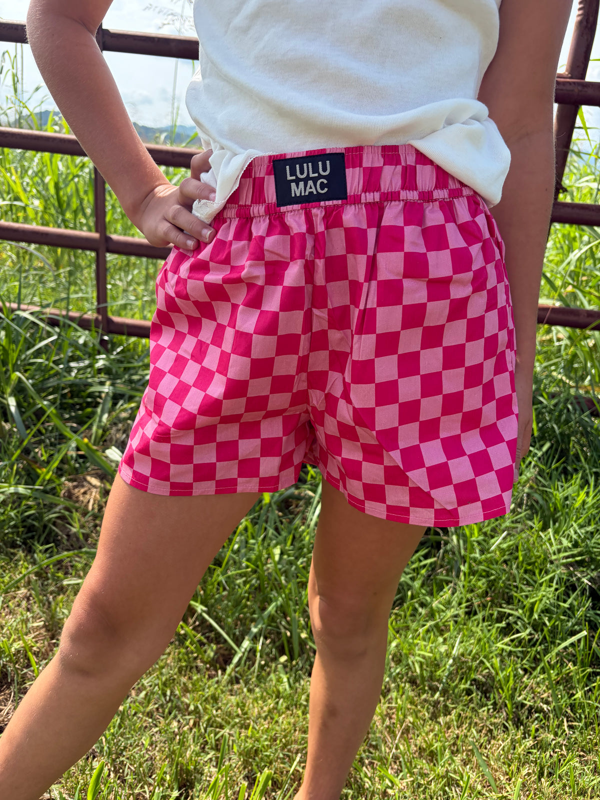 Lulu Mac Pink Checkered Shorts