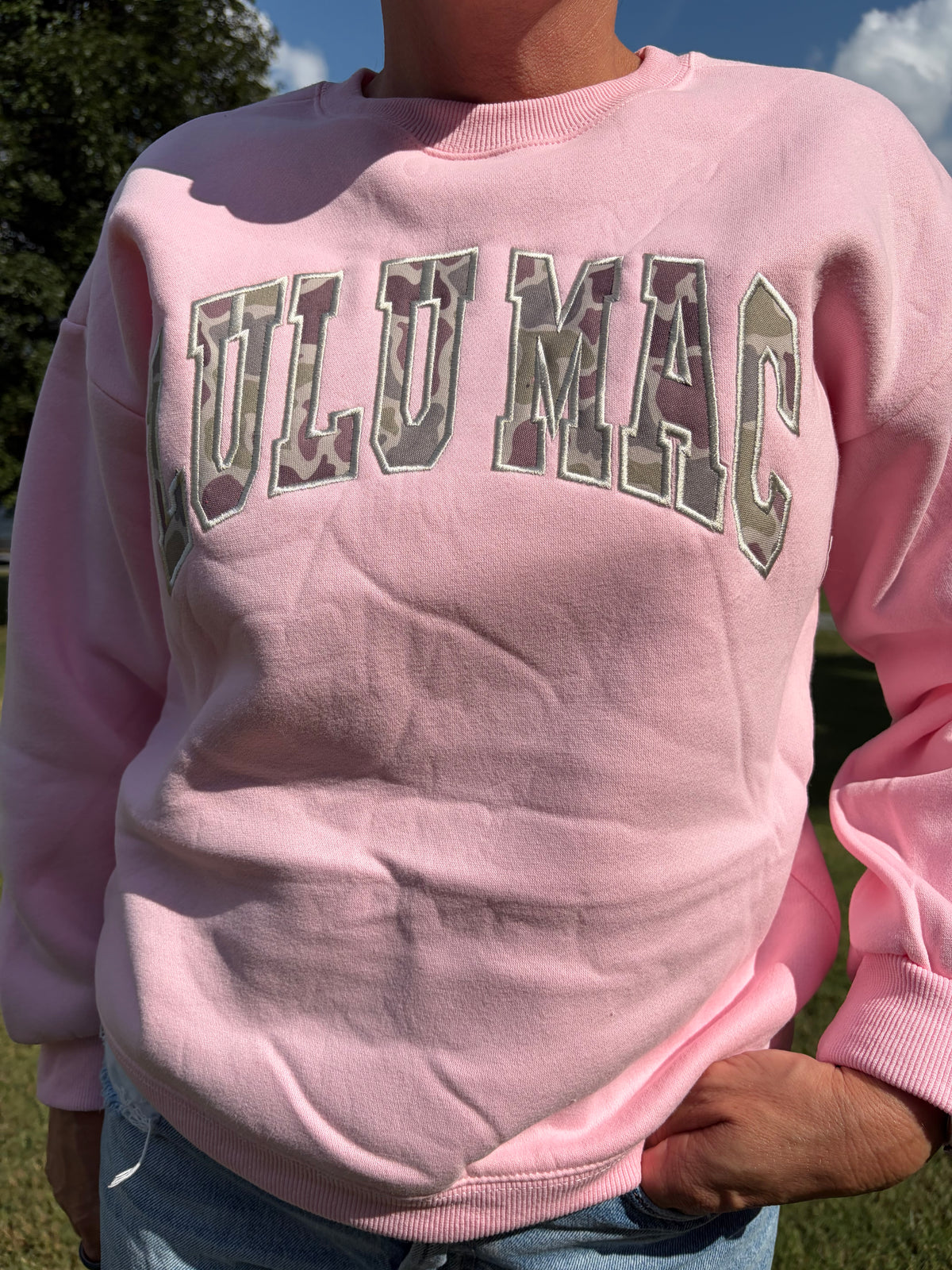 Pink Camo LuLu Mac Crewneck