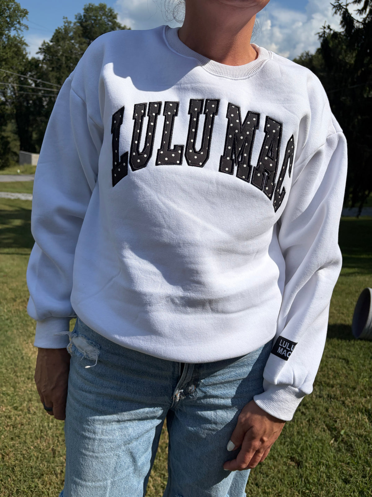 White/Black Polka-Dot LuLu Mac Crewneck