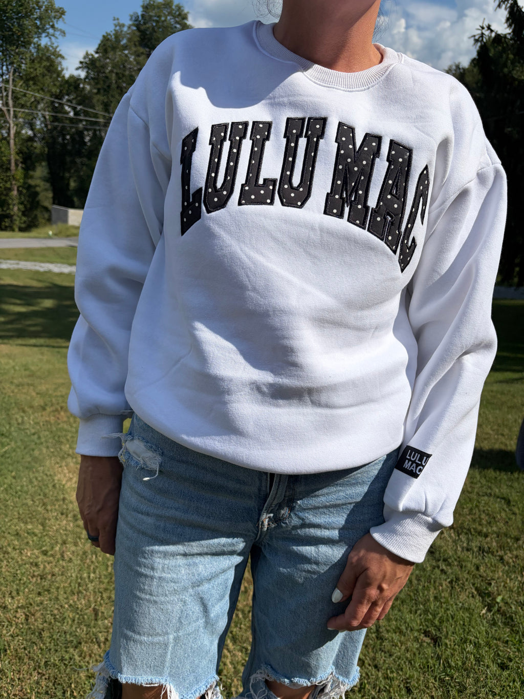 White/Black Polka-Dot LuLu Mac Crewneck