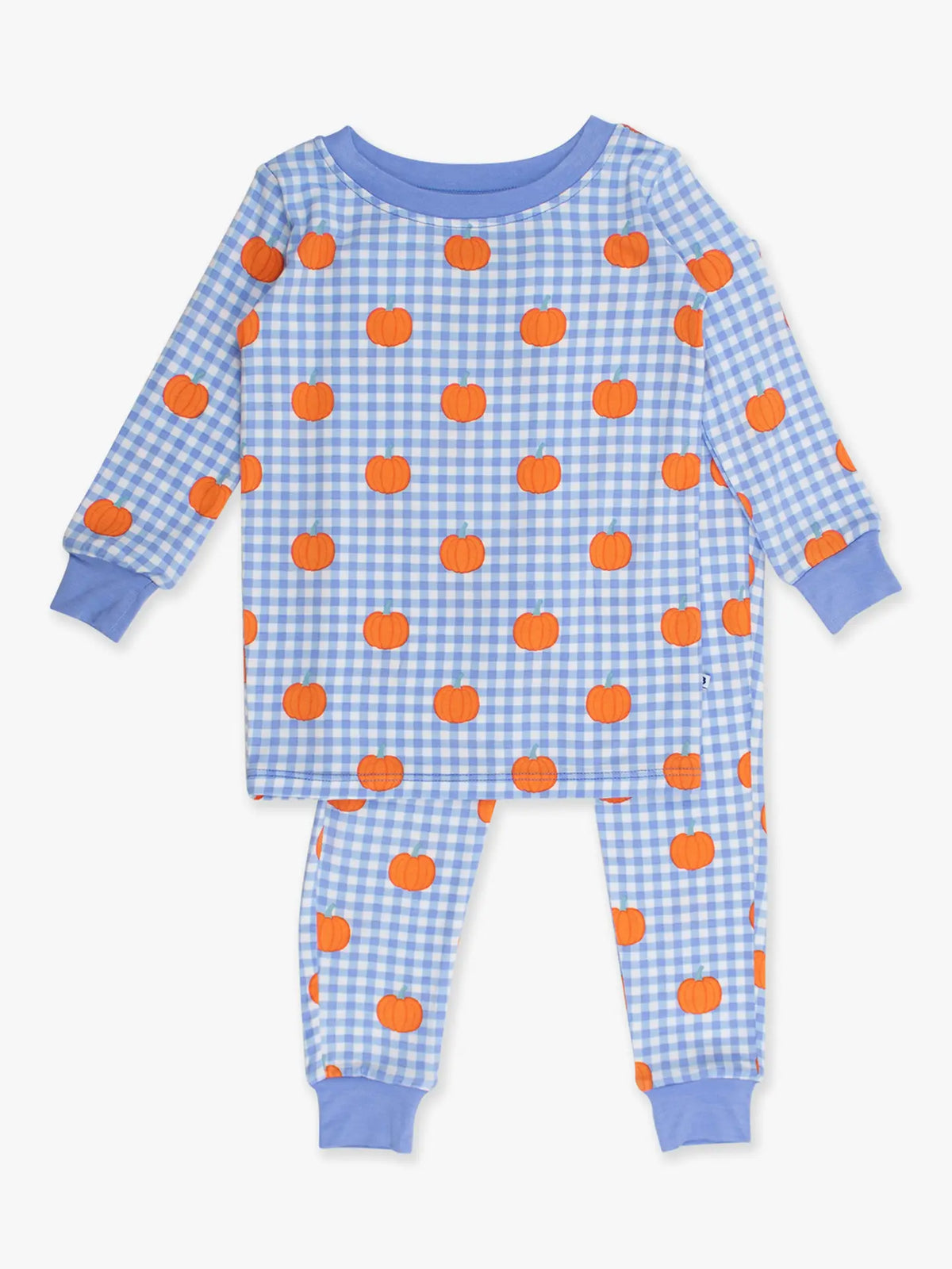 Blue Gingham Two-Piece Pumpkin Sleepers