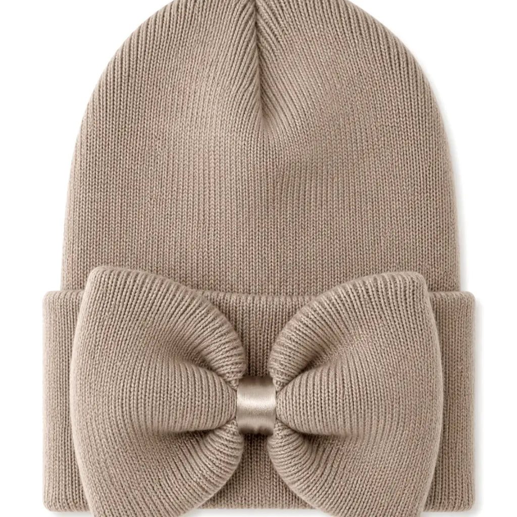 Tan Bow Beanie